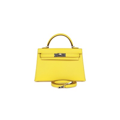 HERMES MINI KELLY CHÈVRE PALLADIUM HARDWARE (19*12*5.5cm) HERMES MINI KELLY CHÈVRE PALLADIUM HARDWARE (19*12*5.5cm)